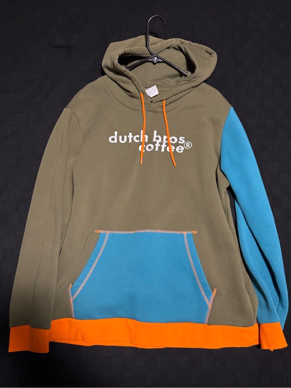 Dutch Bros Olive, Blue & Orange Logo Hoodie